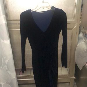 Navy blue long sleeve, slit dress